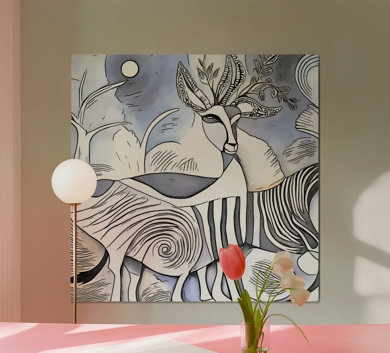 Un safari in Africa, motivo 7 poster con telaio in legno da ZAMART