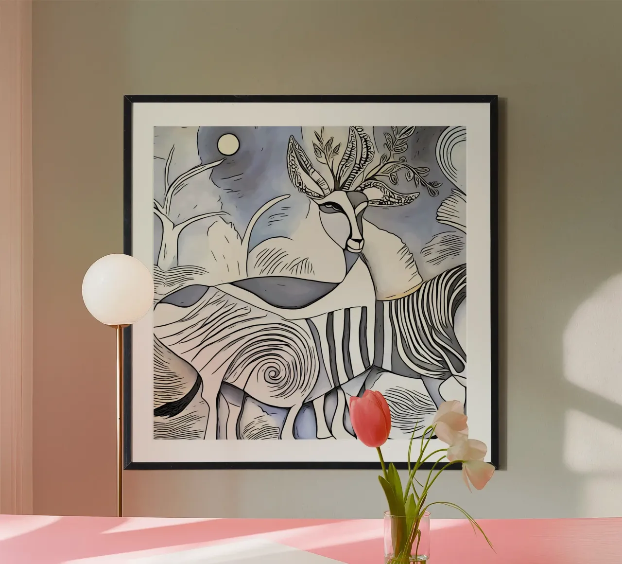 Un safari in Africa, motivo 7 poster con telaio in legno da ZAMART