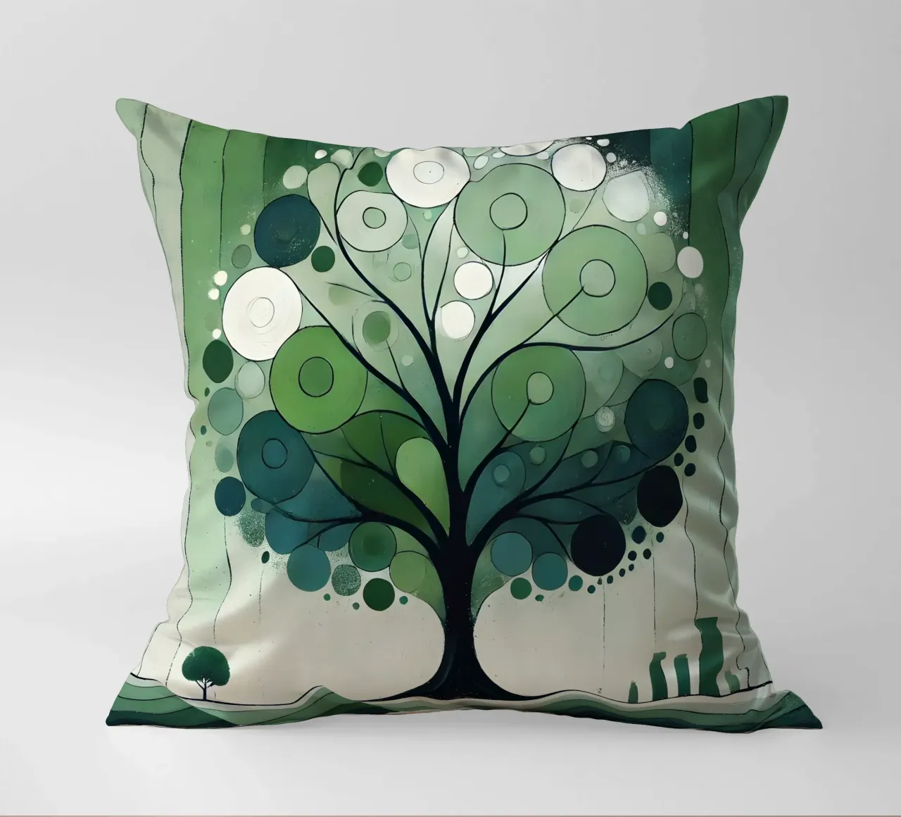 Tree green decorative cushion by spiritual