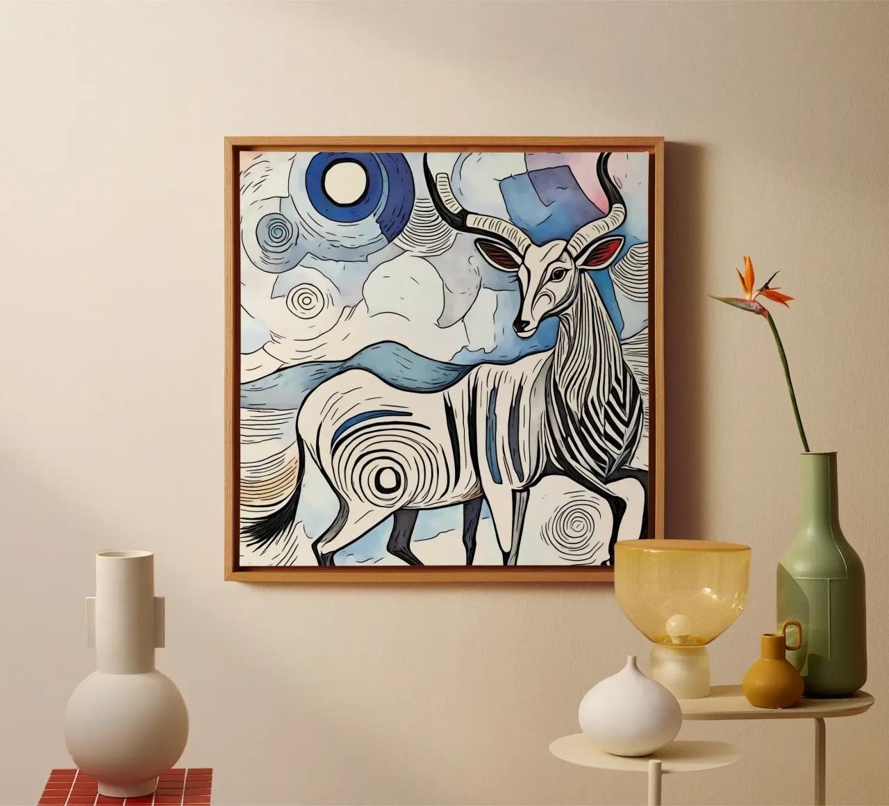 On safari in Africa, motif 8 canvas with Floater frame by ZAMART