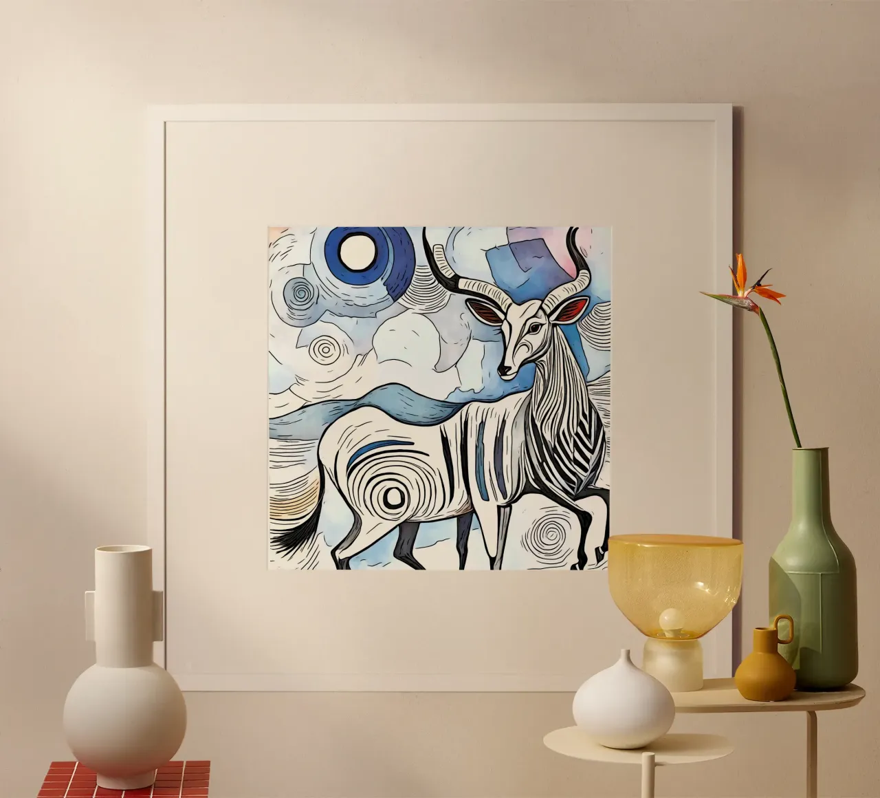 Un safari in Africa, motivo 8 poster con telaio in legno da ZAMART