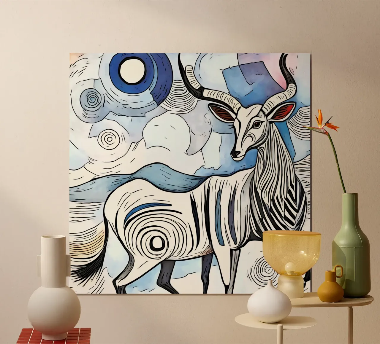 Un safari in Africa, motivo 8 poster con telaio in legno da ZAMART
