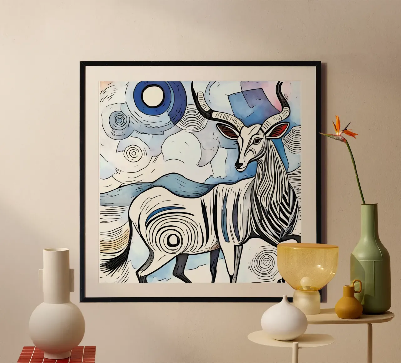 Un safari in Africa, motivo 8 poster con telaio in legno da ZAMART