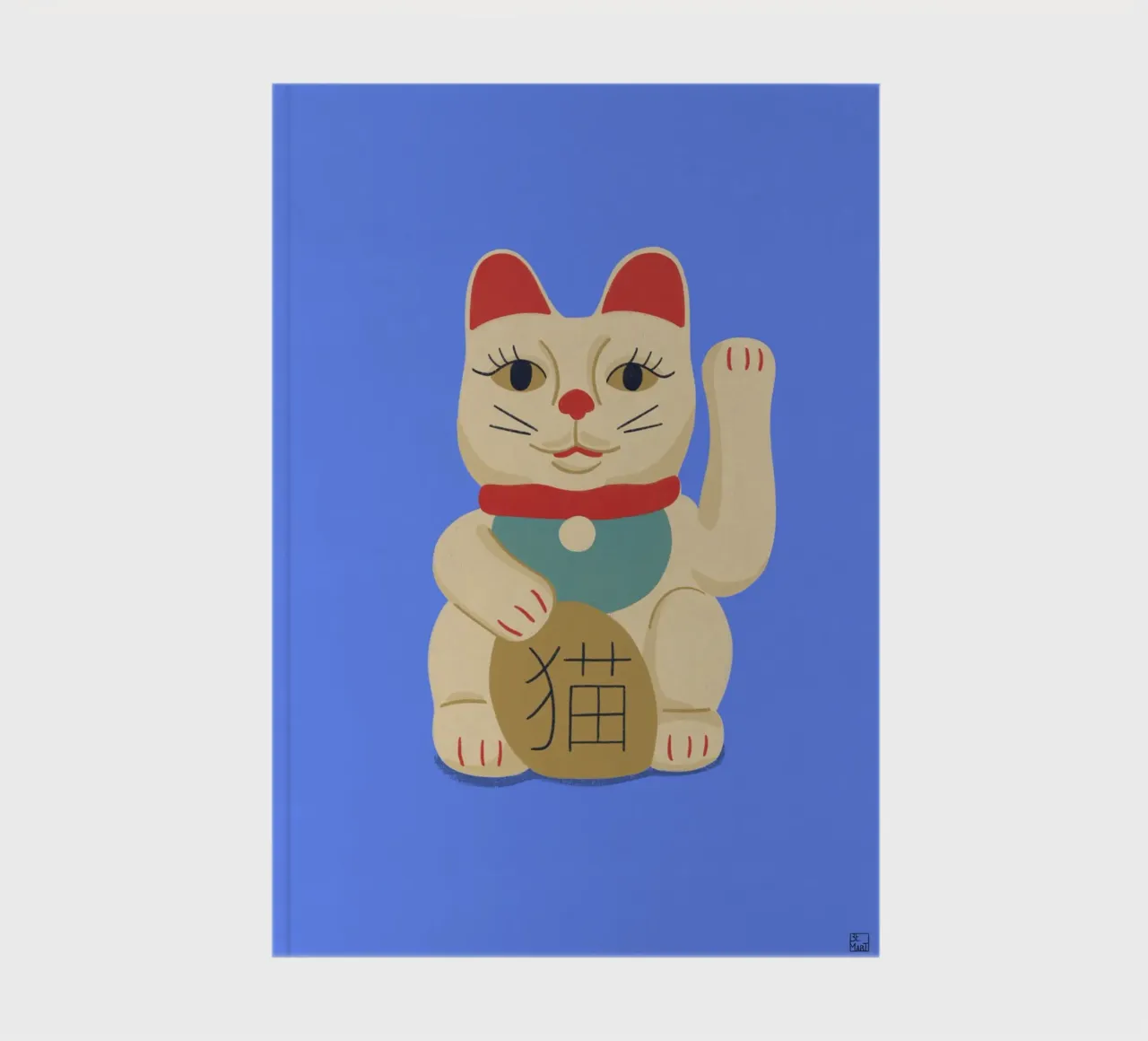 Maneki Neko Cat On Blue notebook by Be Mart