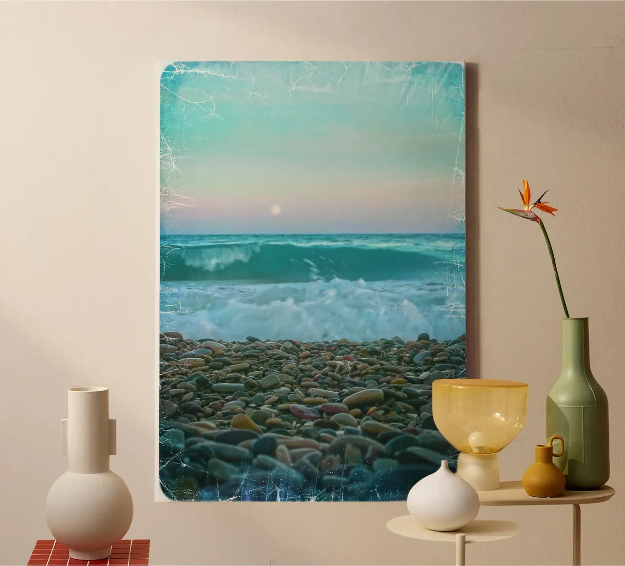 Alba sulla spiaggia tela con Cornice a cassetta da Eva Nev Photography