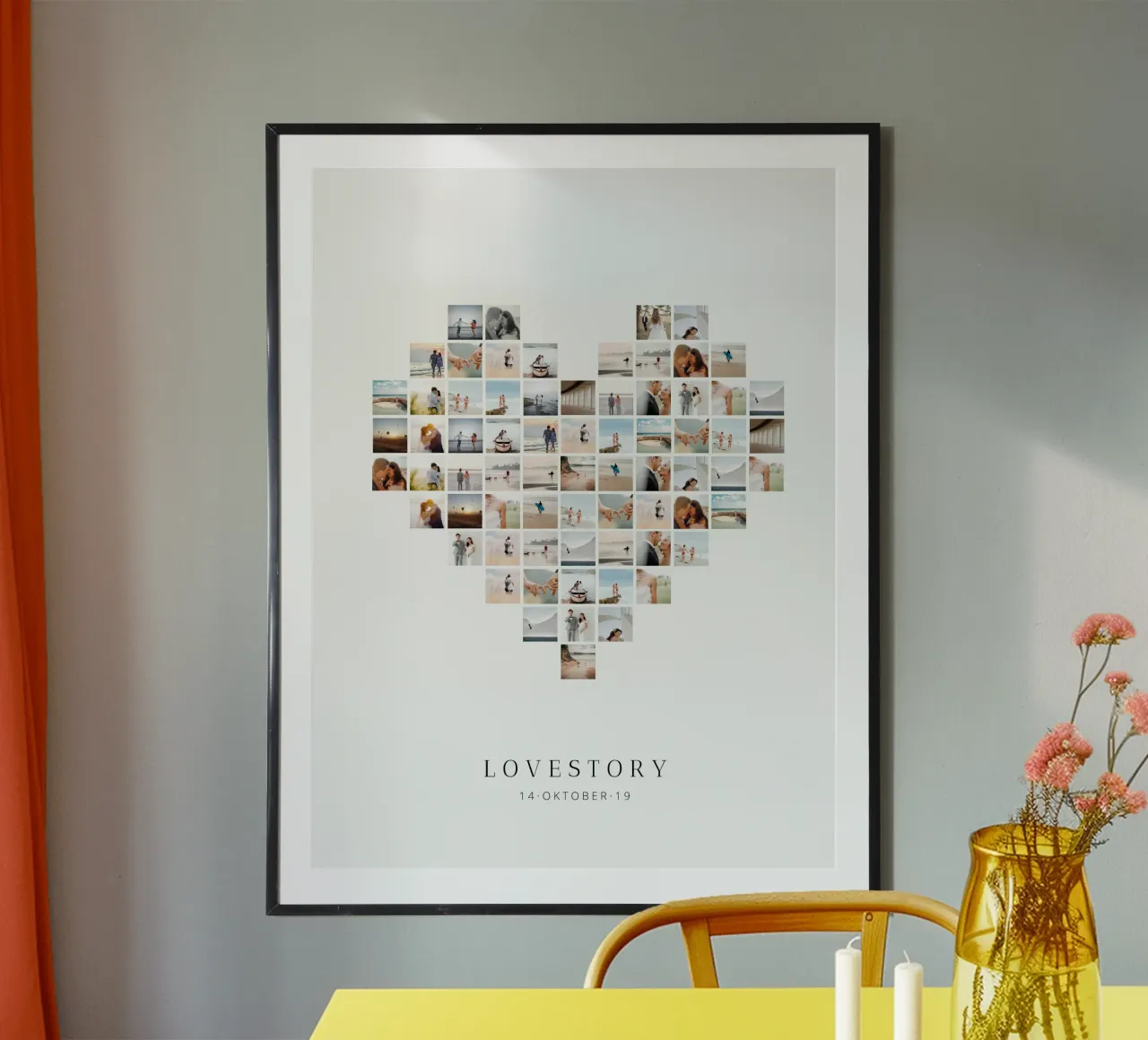 Lovestory Poster mit Aluminium Rahmen von we line studio - design
