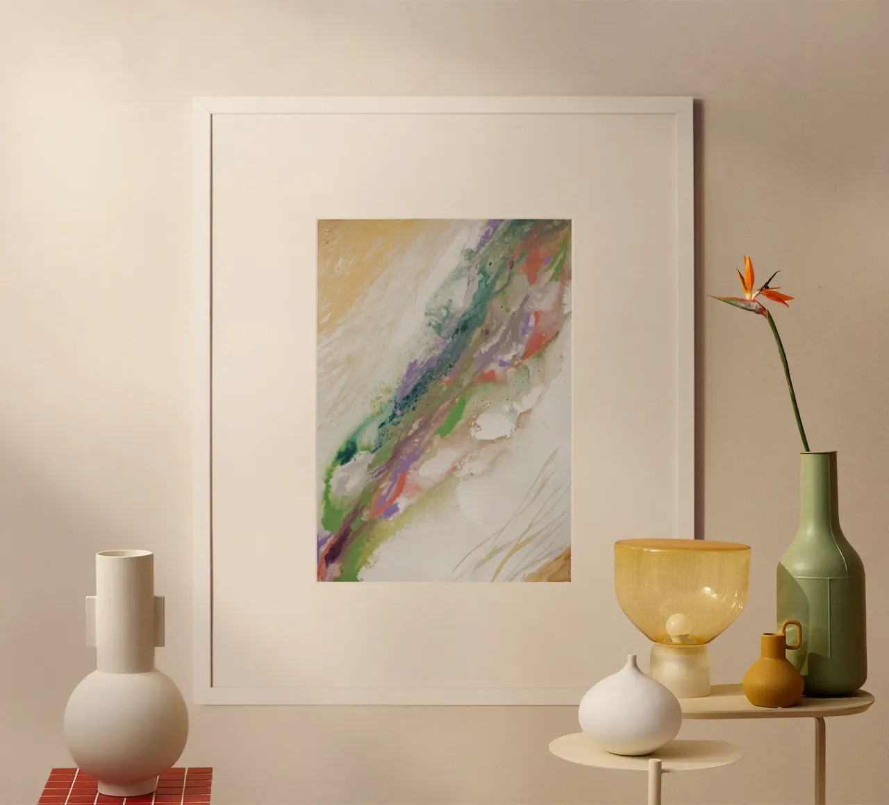 4711 Arancio Viola e Sandalo poster con telaio in alluminio da Eva Nev Watercolor