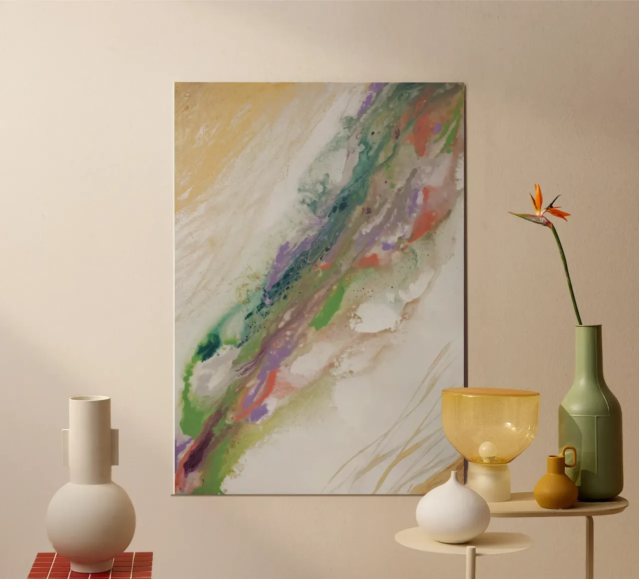 4711 Arancio Viola e Sandalo poster con telaio in alluminio da Eva Nev Watercolor