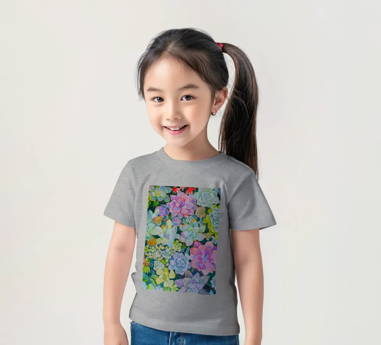 Cactustuin kinder t-shirt van Eva Nev Watercolor