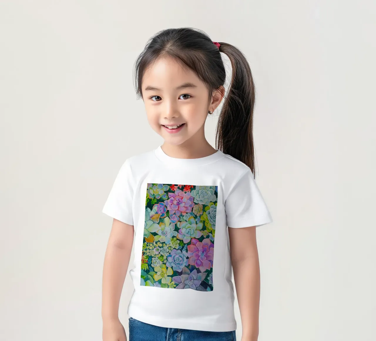 Cactustuin kinder t-shirt van Eva Nev Watercolor