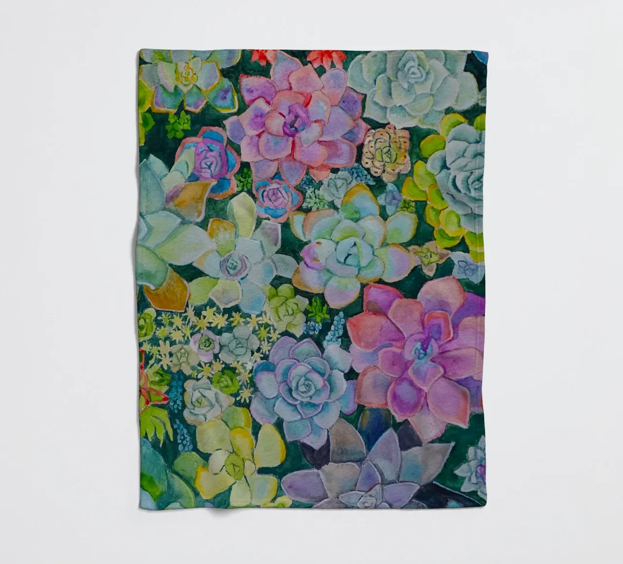 Cactustuin fleecedeken van Eva Nev Watercolor