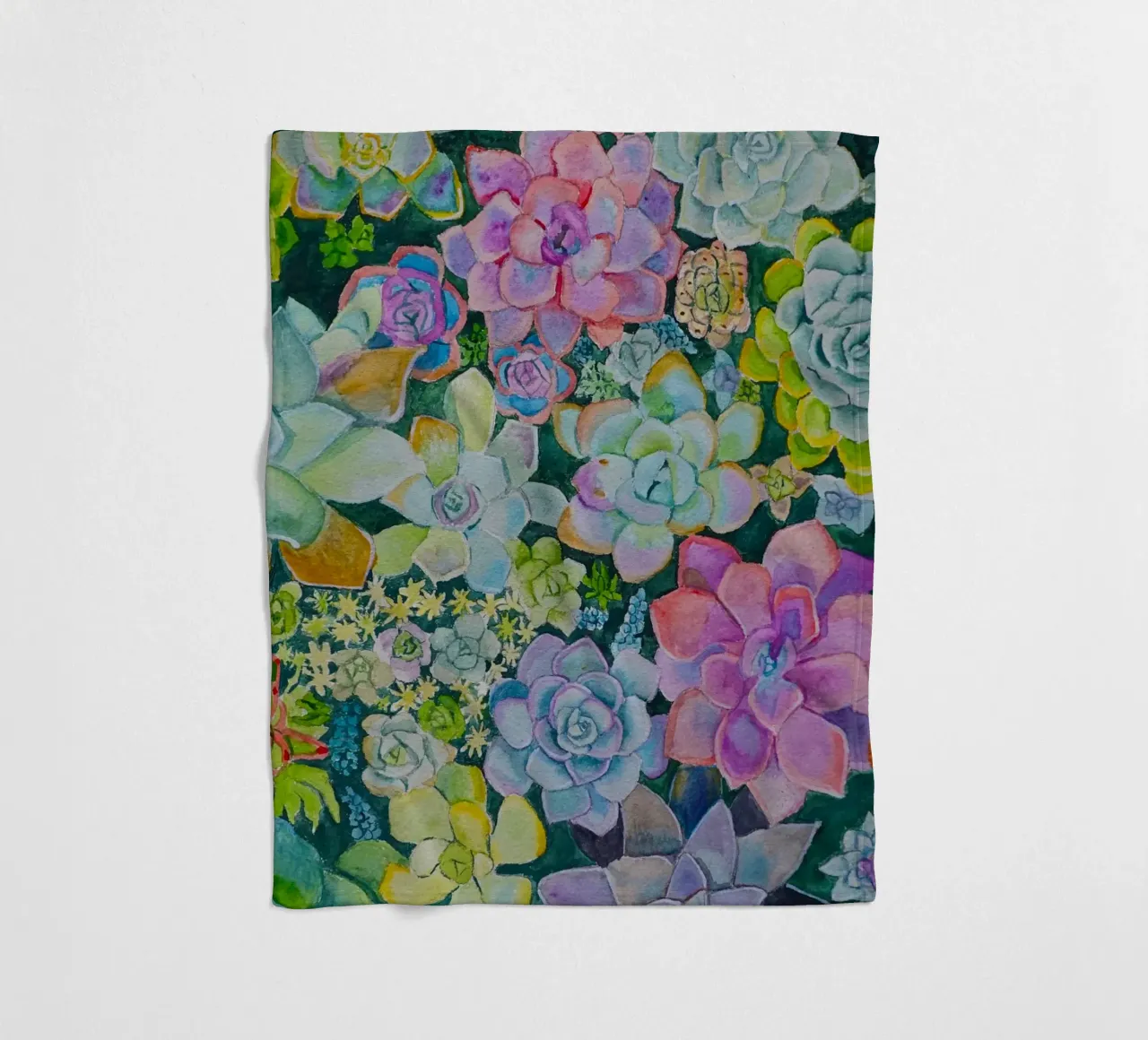 Cactustuin fleecedeken van Eva Nev Watercolor