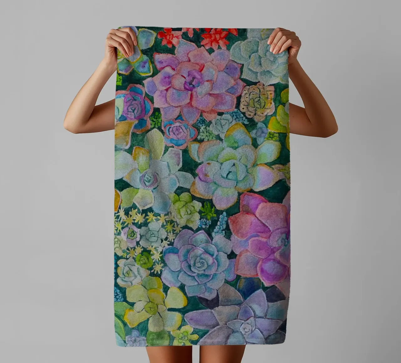 Cactustuin badhanddoek van Eva Nev Watercolor