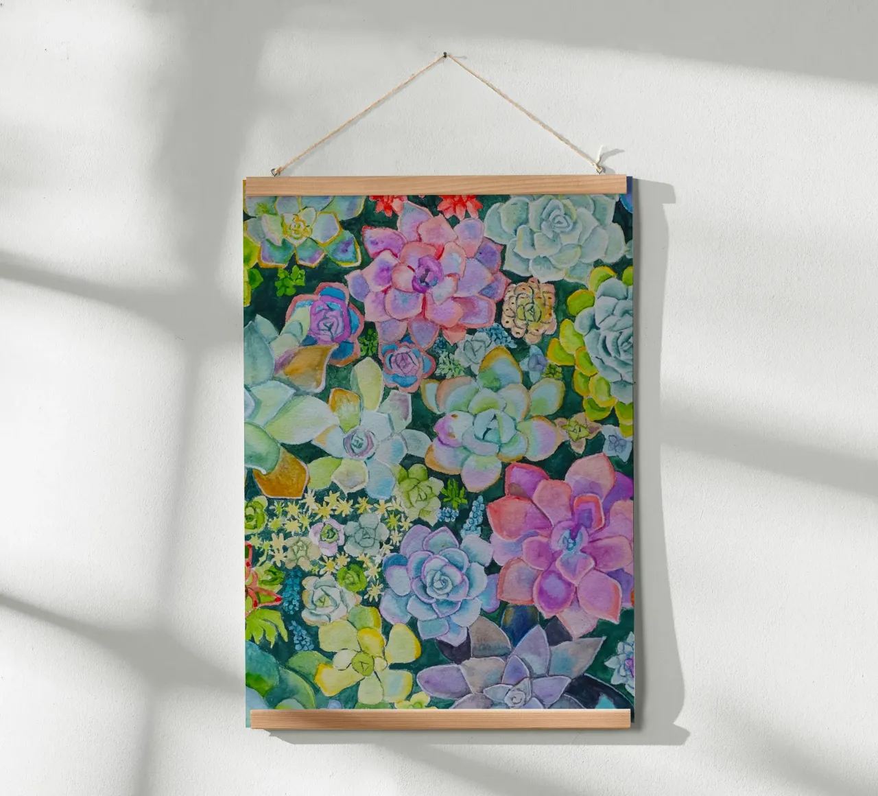 Giardino dei cactus poster con telaio in alluminio da Eva Nev Watercolor