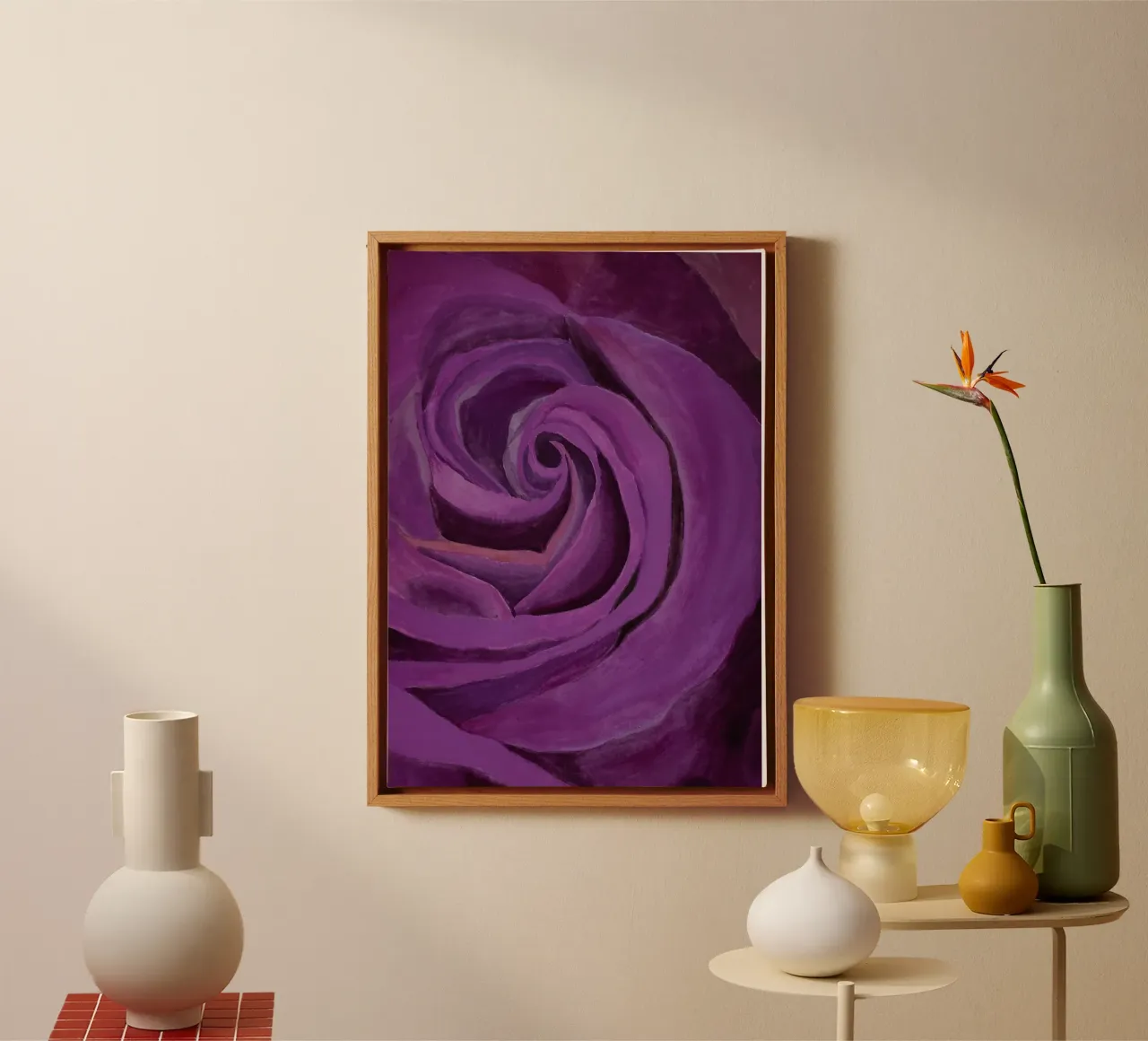 Rosa Carmens tela con Cornice a cassetta da Eva Nev Watercolor