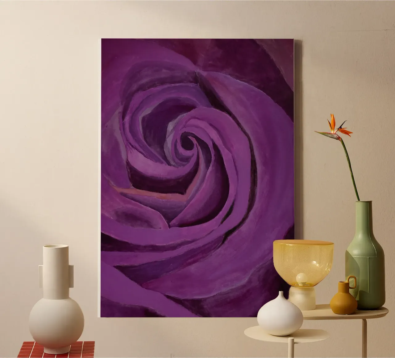 Rosa Carmens tela con Cornice a cassetta da Eva Nev Watercolor