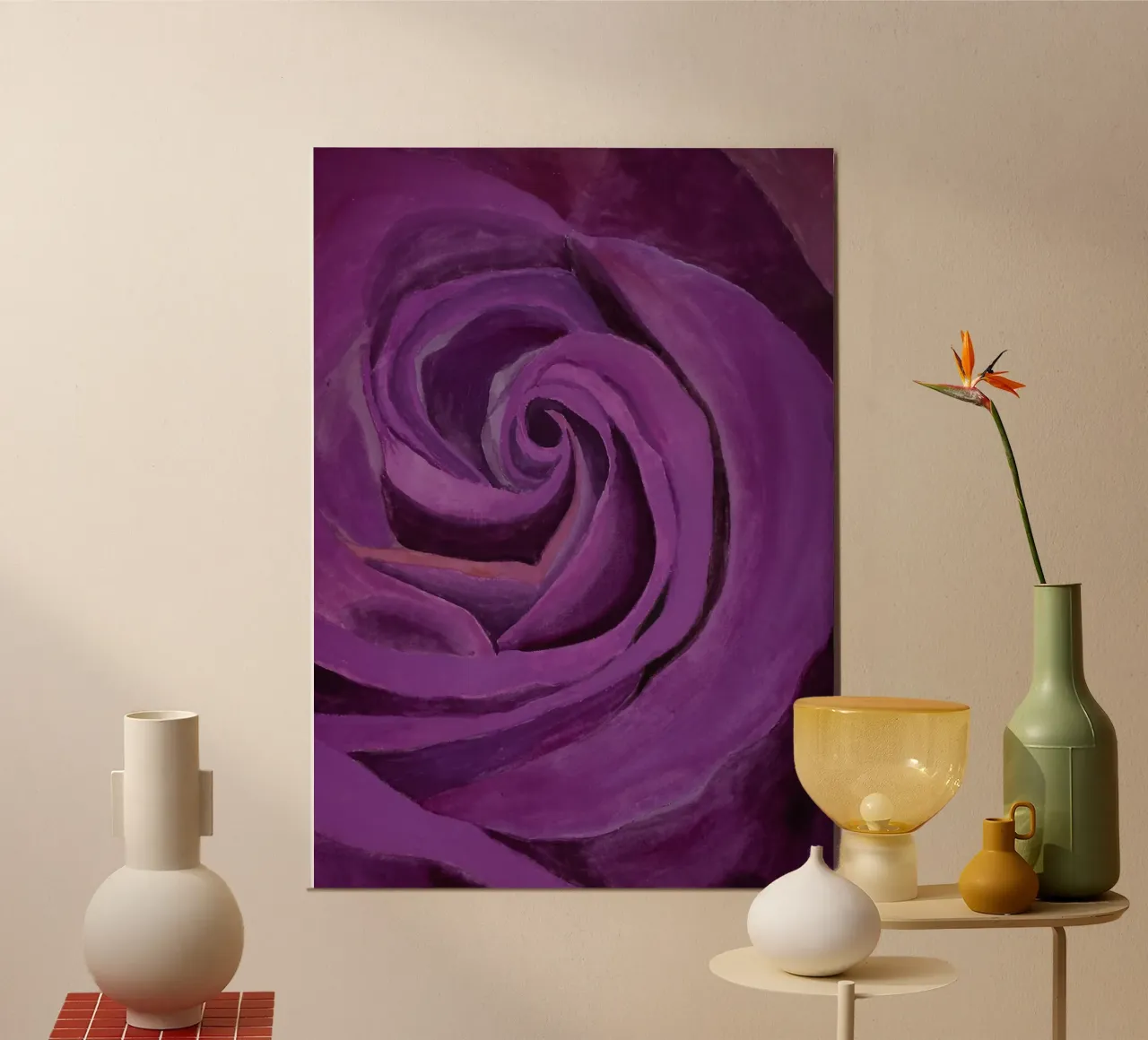 Rosa Carmens poster con telaio in alluminio da Eva Nev Watercolor