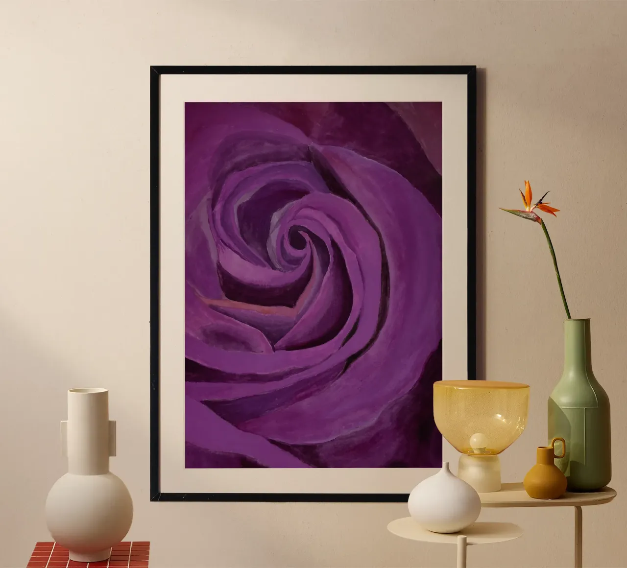 Rosa Carmens poster con telaio in alluminio da Eva Nev Watercolor