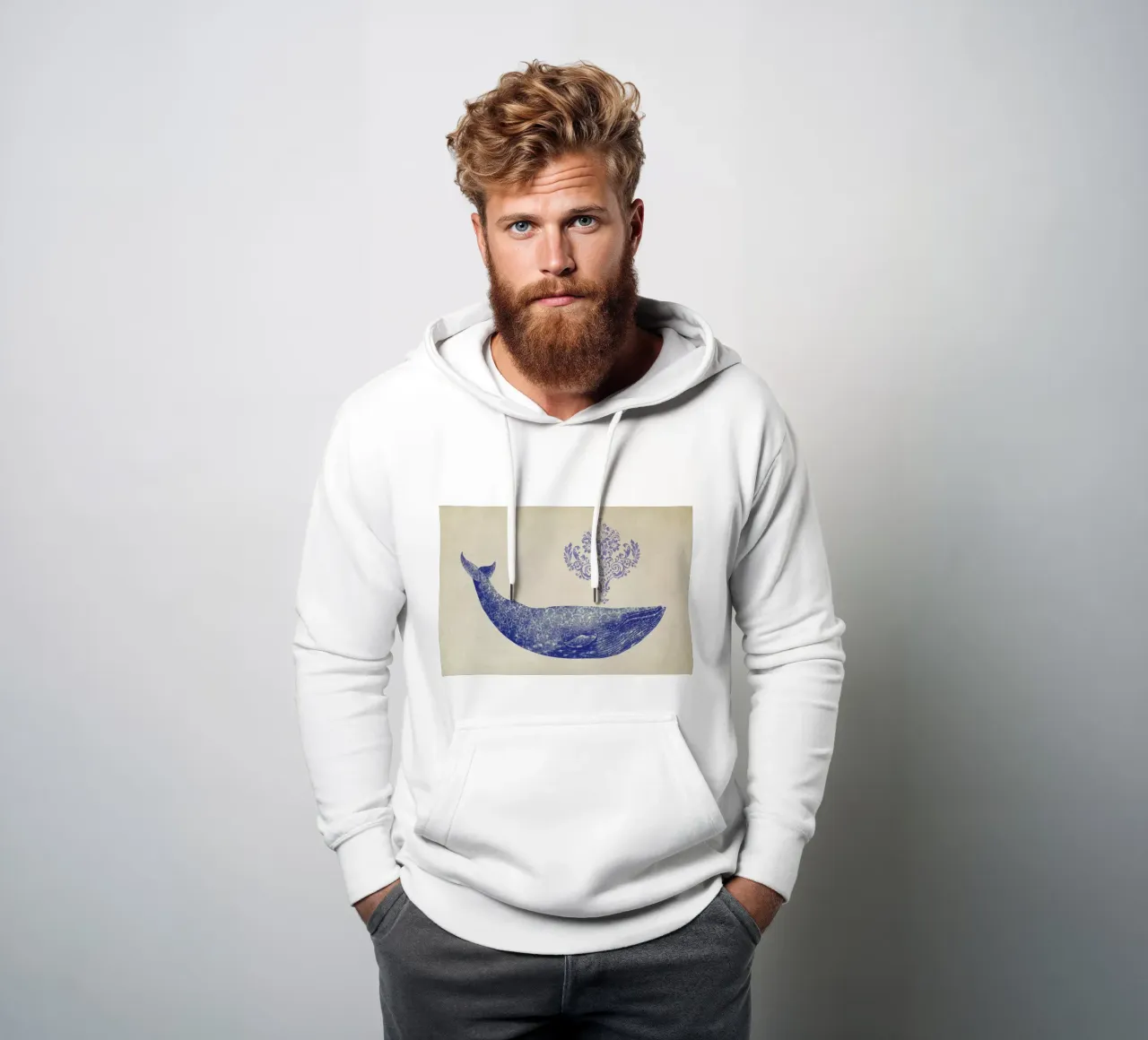 Damask Whale felpa con cappuccio da Terry Fan