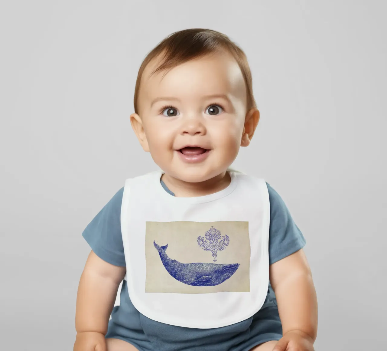 Damask Whale bavaglino da Terry Fan