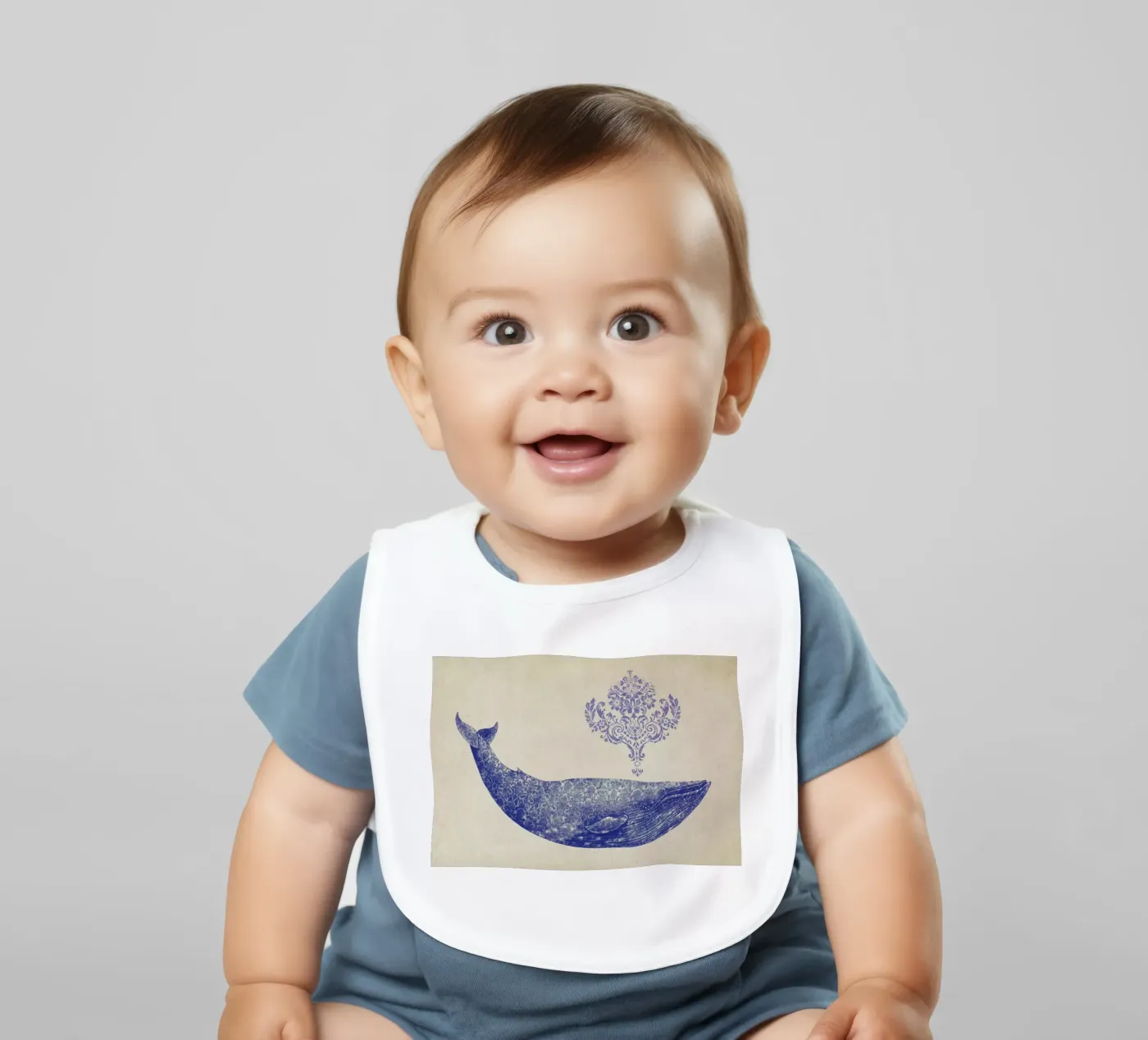 Damask Whale bavaglino da Terry Fan