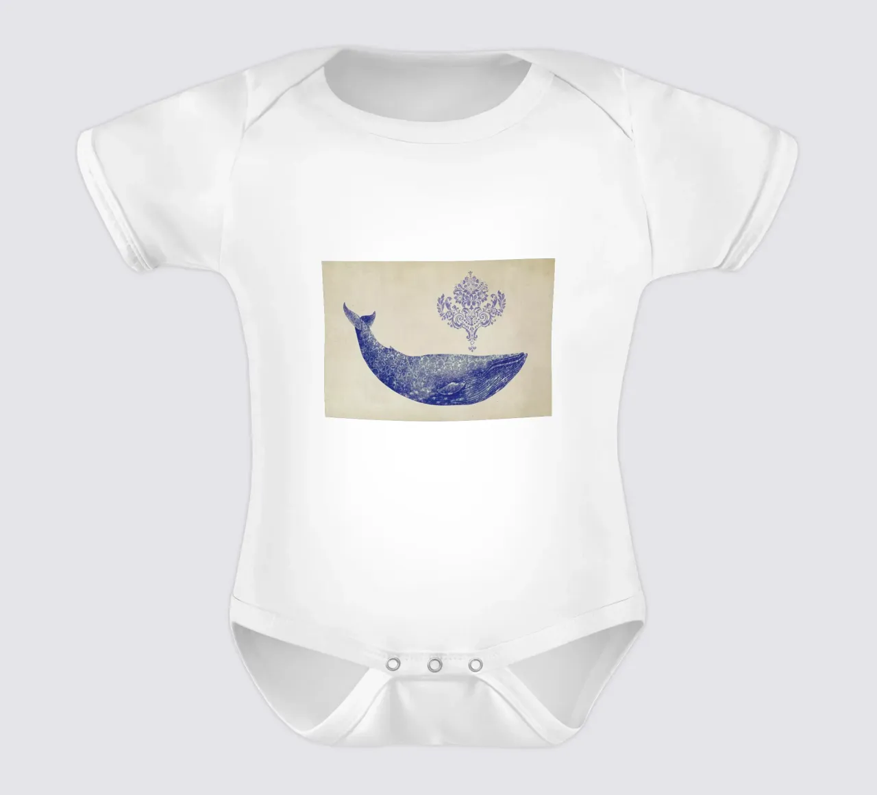 Damask Whale body neonato maniche corte da Terry Fan