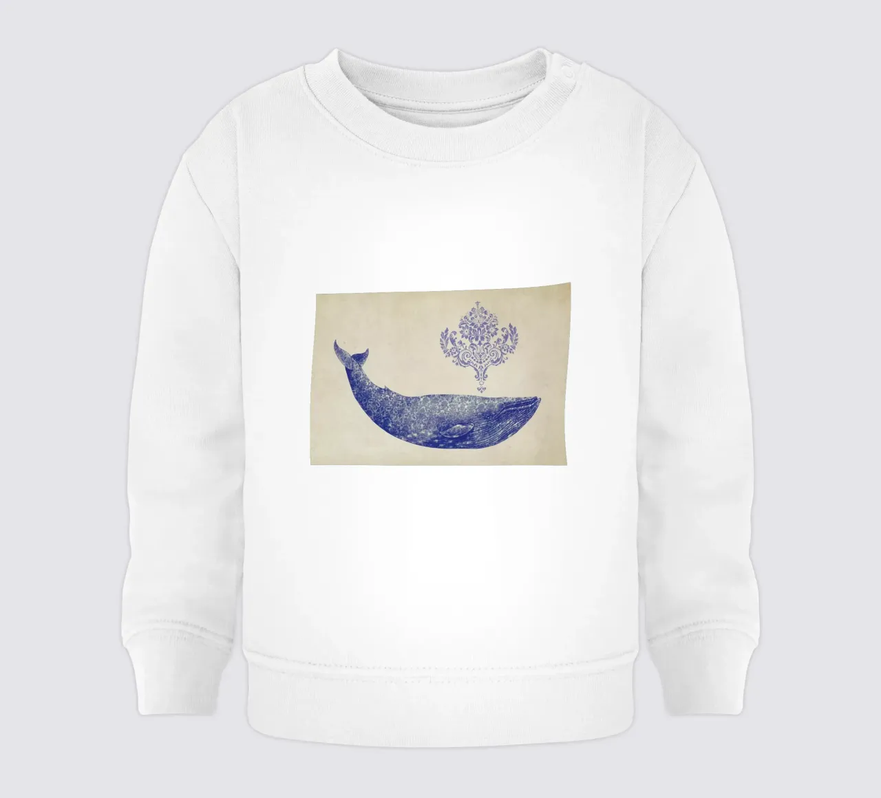 Damask Whale felpa neonato da Terry Fan