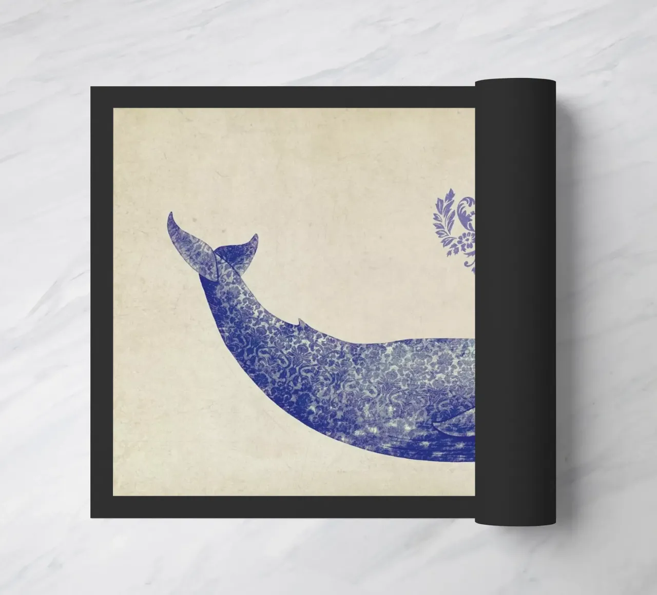 Damask Whale doormat by Terry Fan