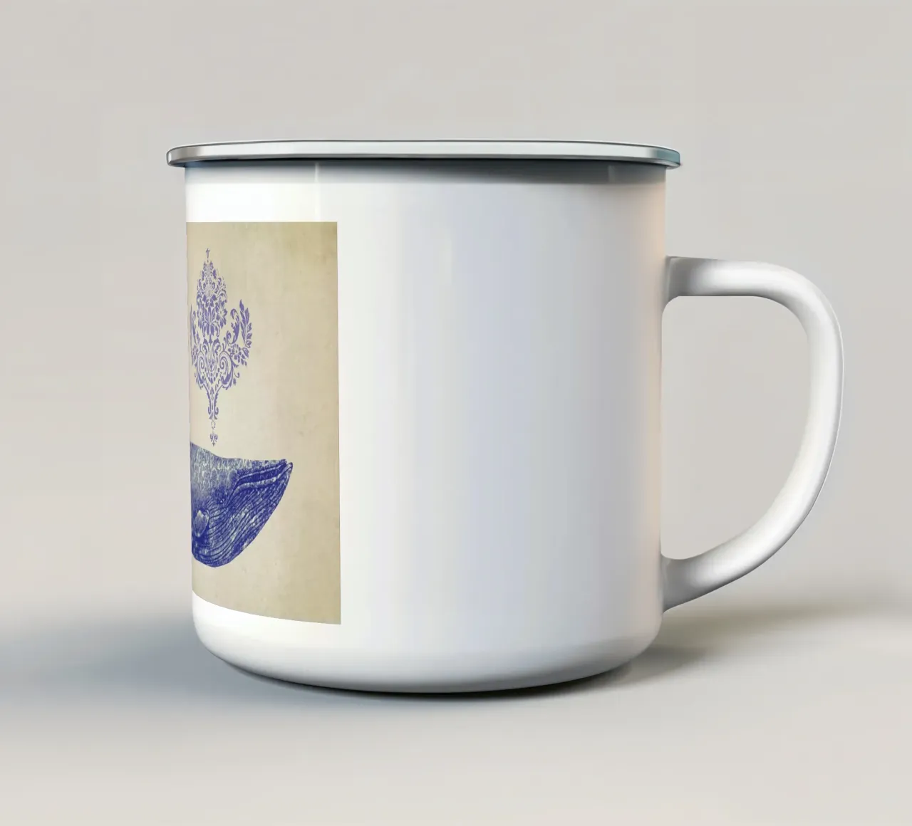 Damask Whale tazza in smalto da Terry Fan