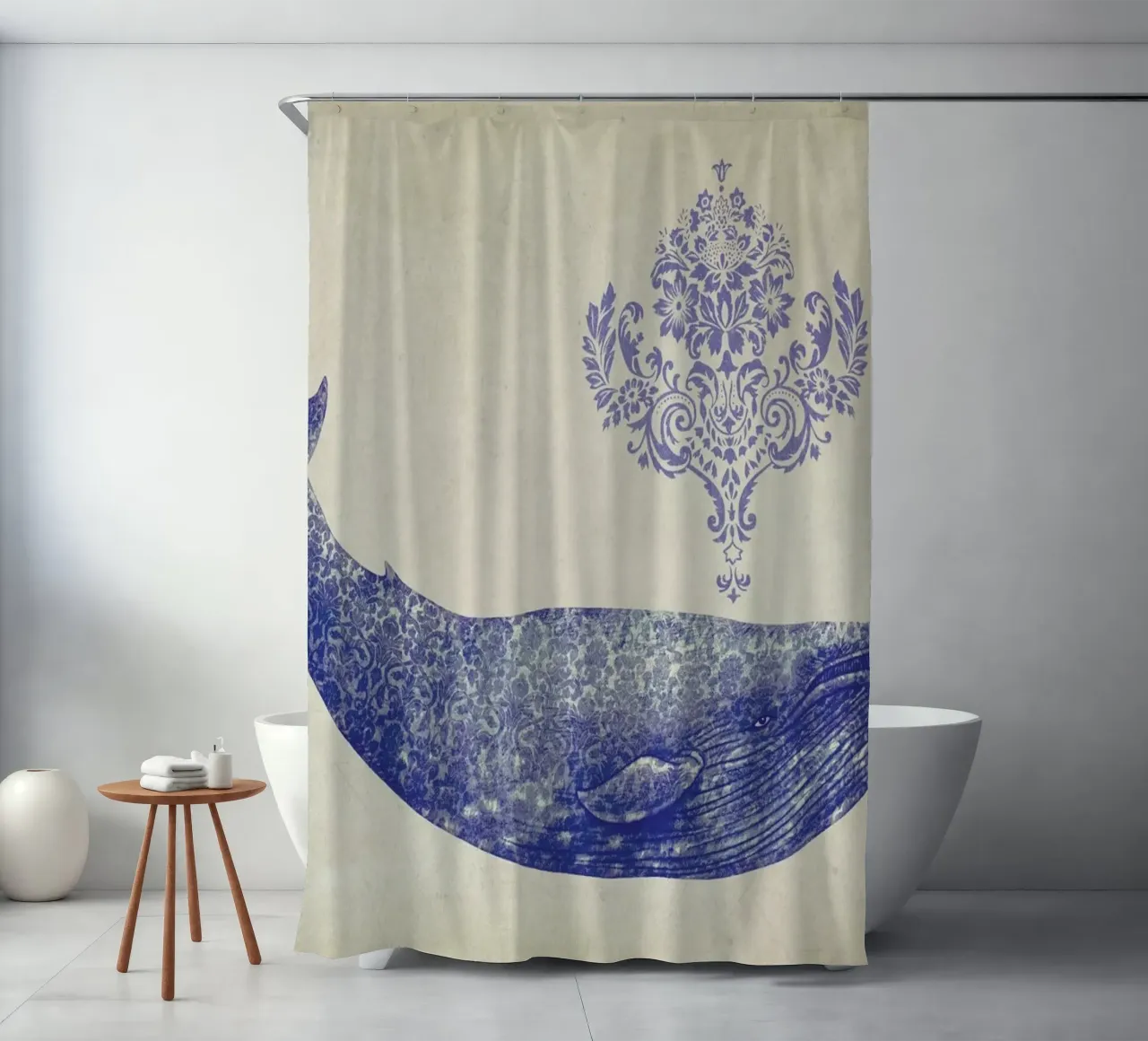 Damask Whale tenda da doccia da Terry Fan