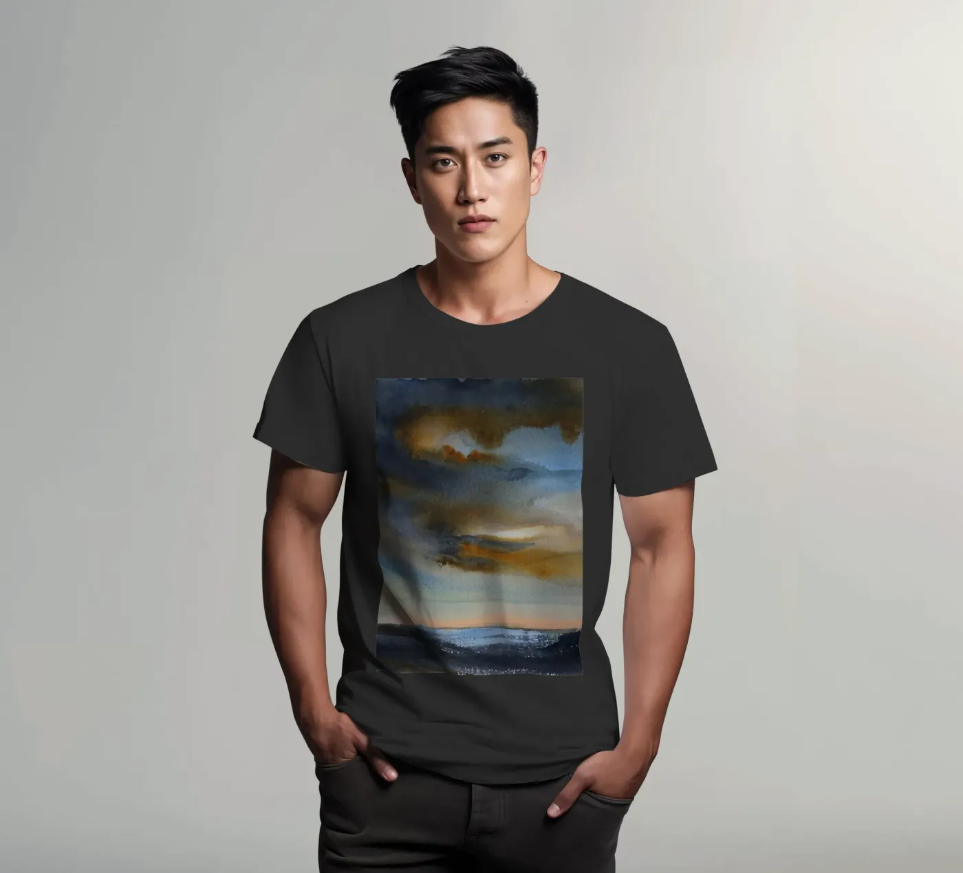 Fumo celeste t-shirt da Eva Nev Watercolor