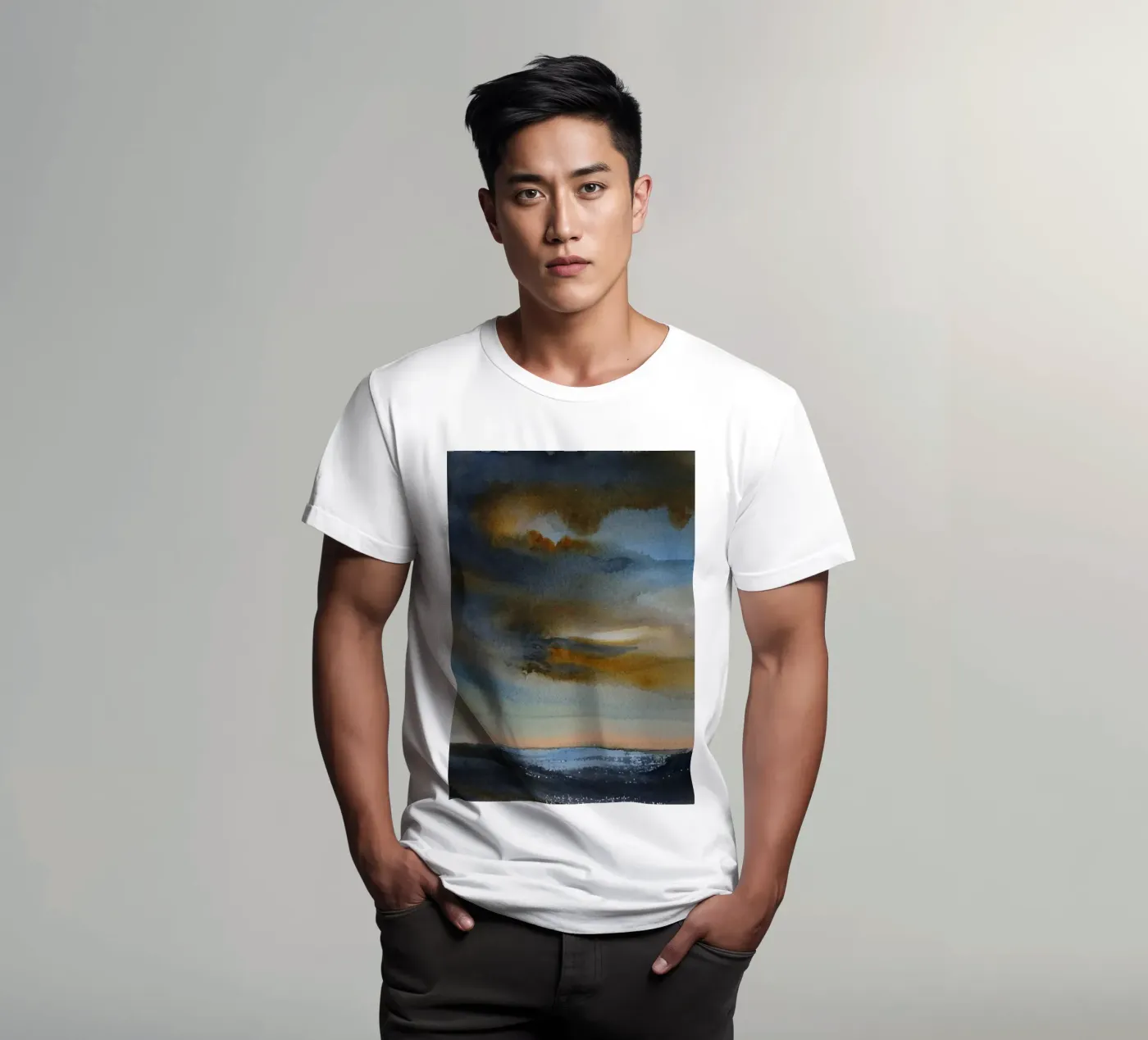 Fumo celeste t-shirt da Eva Nev Watercolor