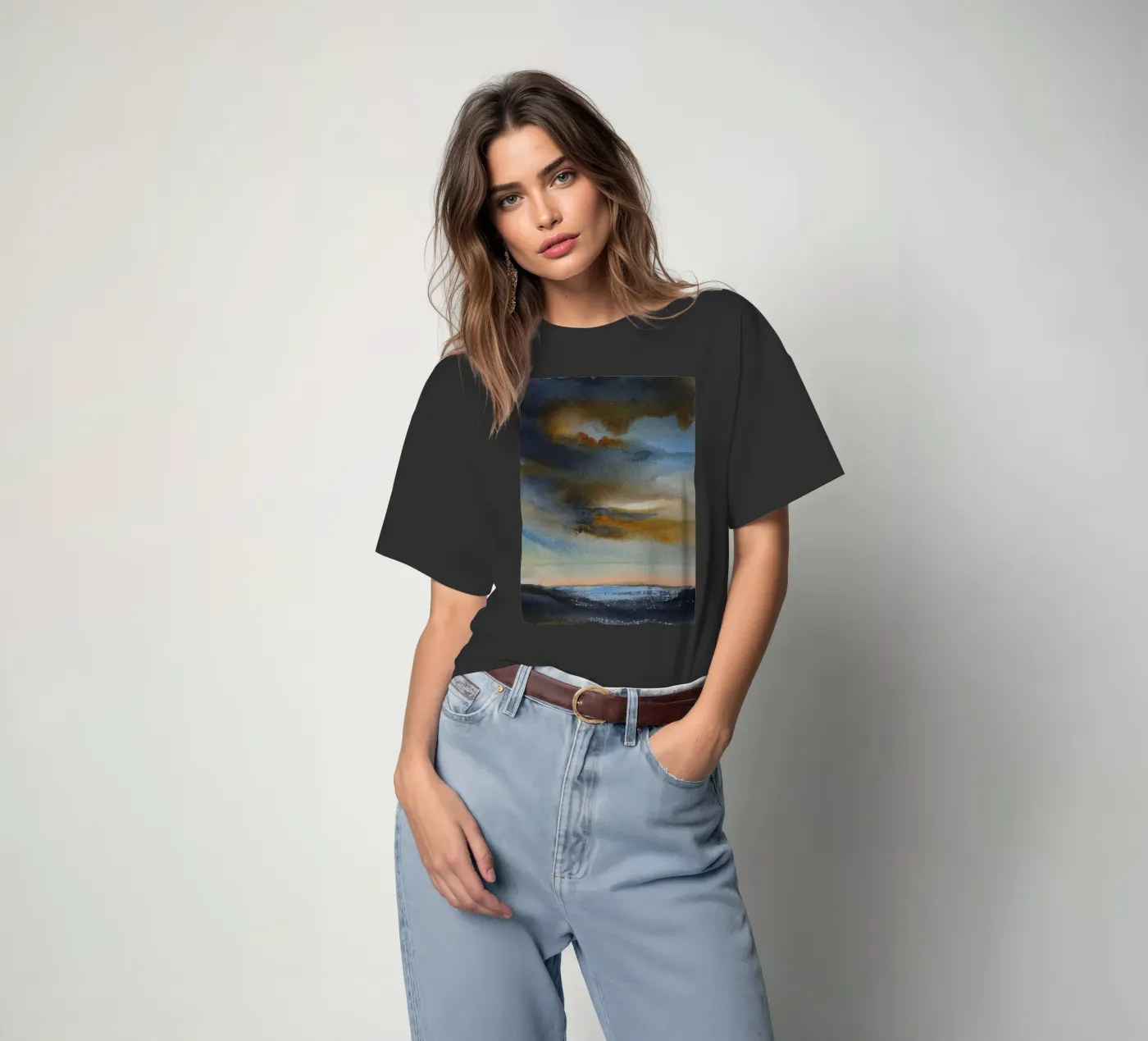 Fumo celeste t-shirt da Eva Nev Watercolor