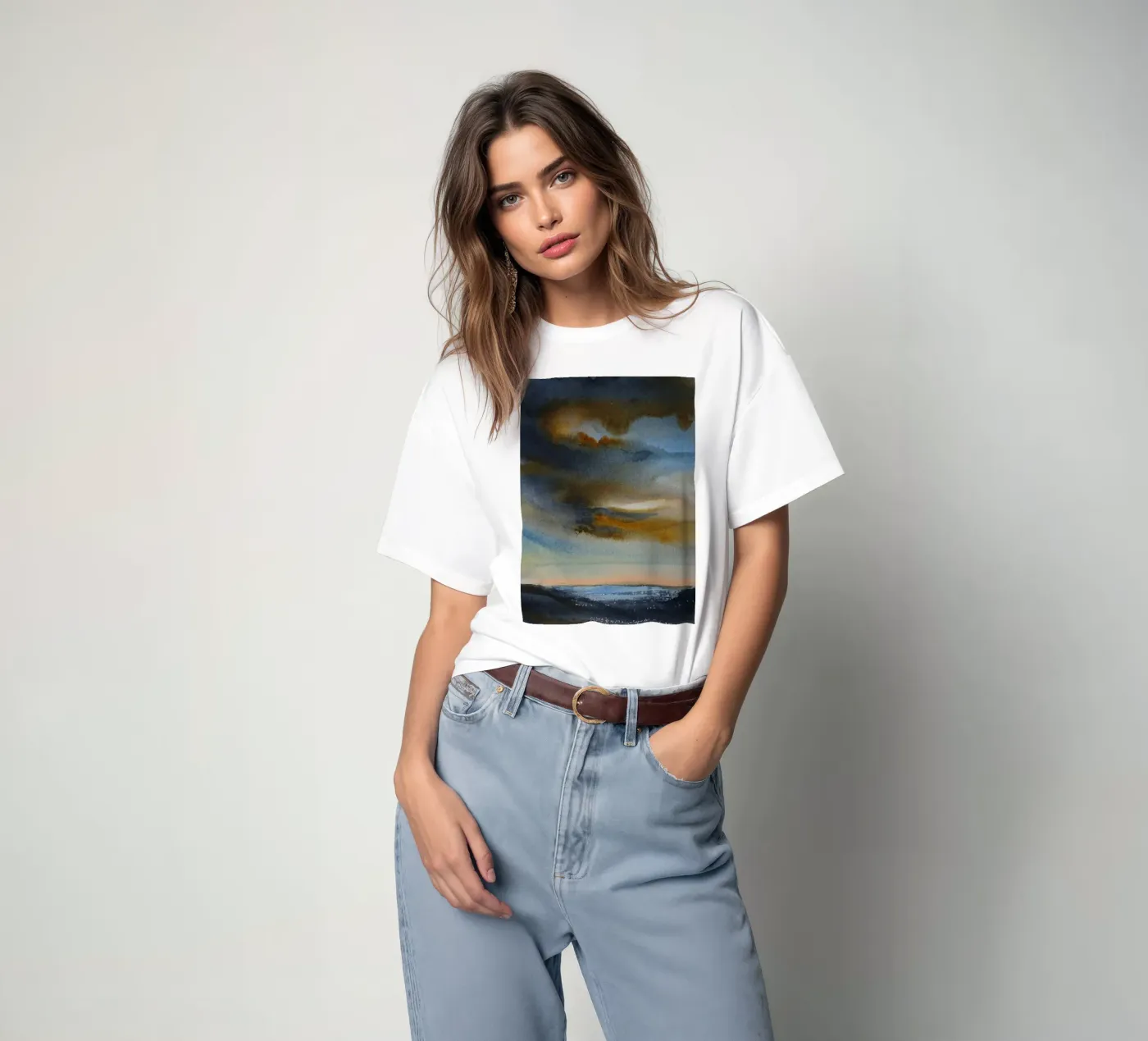 Fumo celeste t-shirt da Eva Nev Watercolor