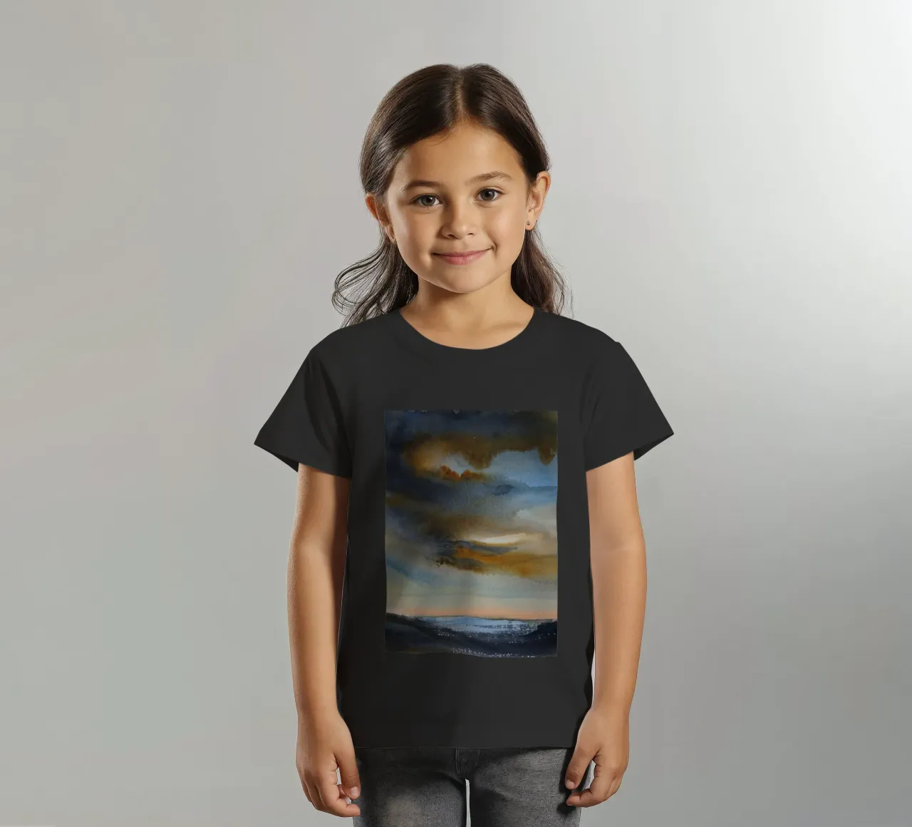 Fumo celeste t-shirt bambini da Eva Nev Watercolor