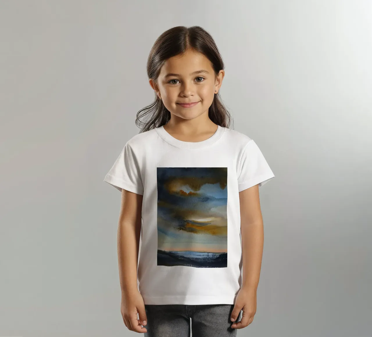 Fumo celeste t-shirt bambini da Eva Nev Watercolor