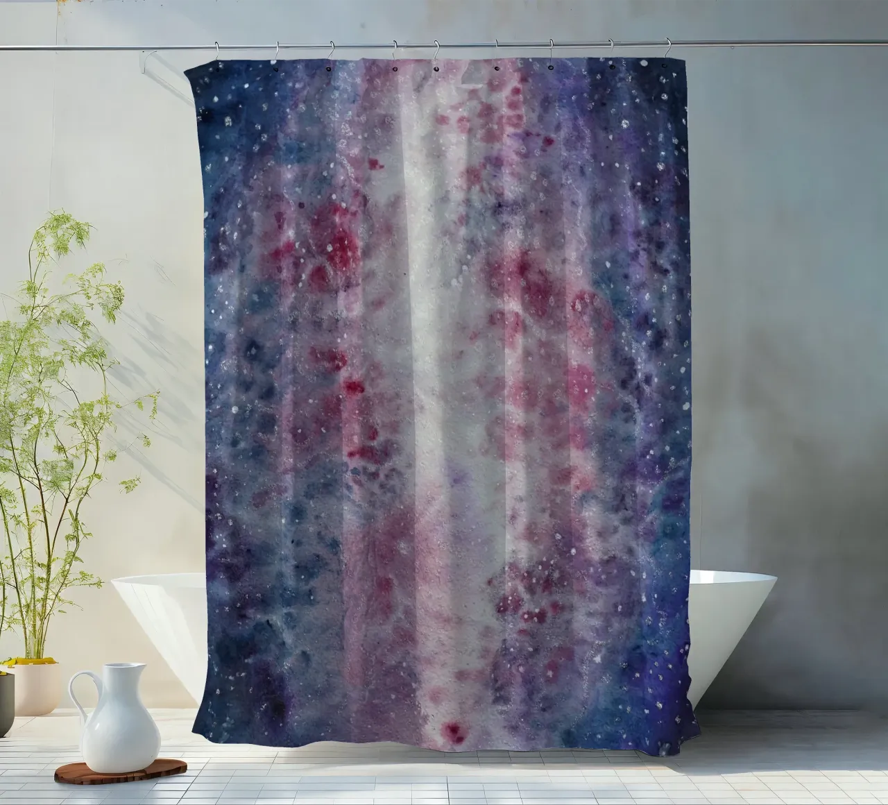 Crescent Nebula tenda da doccia da Eva Nev Watercolor