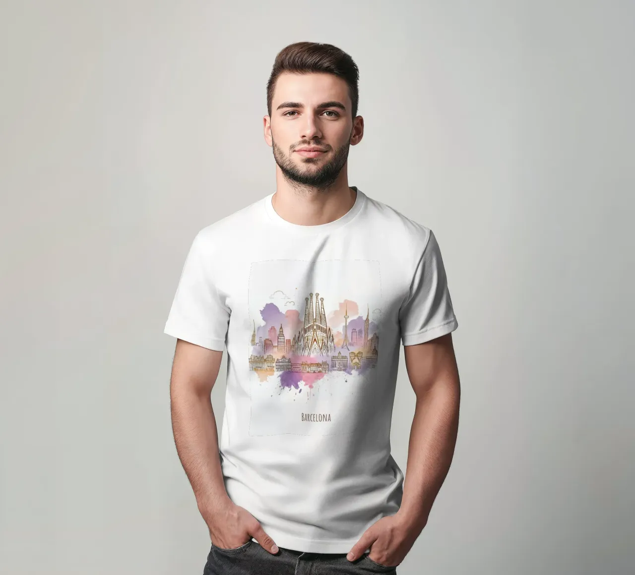 Barcelone Ville minimaliste moderne points de repère art t-shirt de WijdevenDesign