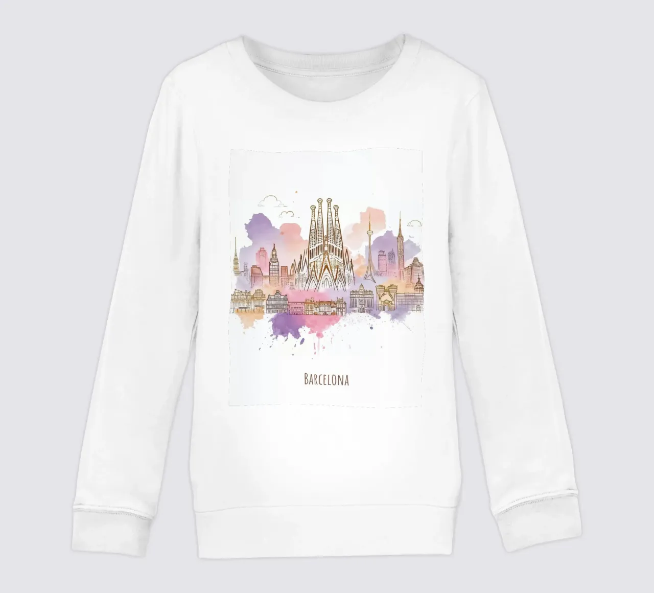 Barcellona Città minimalista moderna punti di riferimento arte felpa bambino da WijdevenDesign