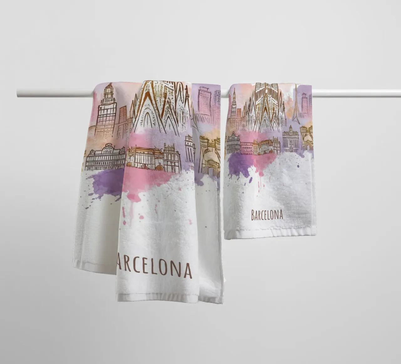 Barcelone Ville minimaliste moderne points de repère art serviette de bain de WijdevenDesign