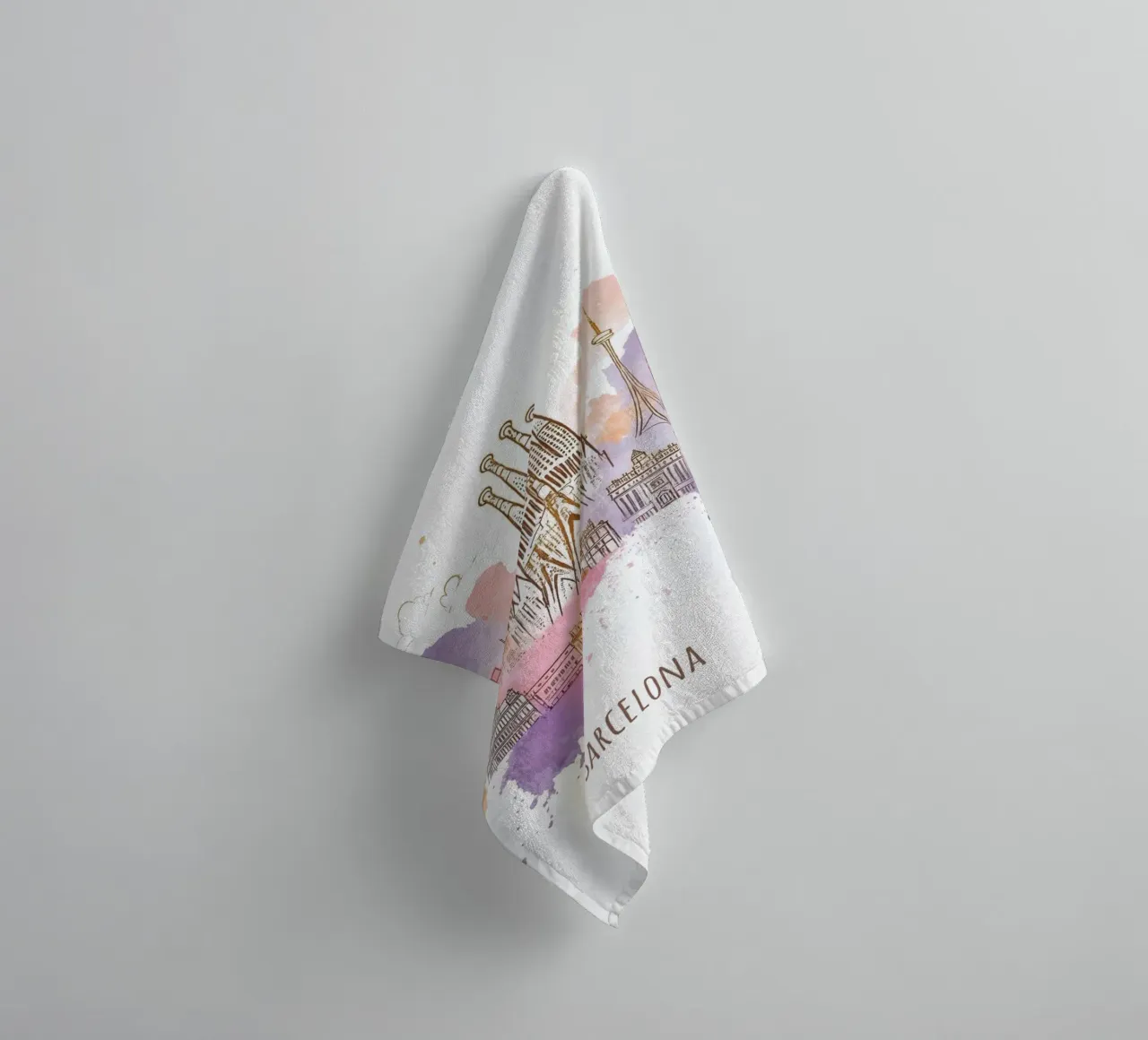 Barcelone Ville minimaliste moderne points de repère art serviette de bain de WijdevenDesign