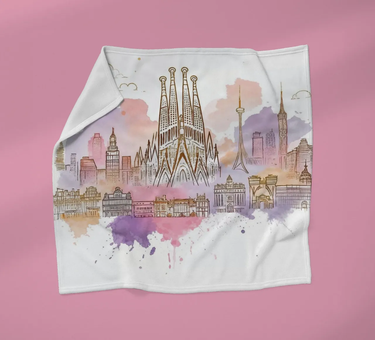 Barcellona Città minimalista moderna punti di riferimento arte coperta in pile da WijdevenDesign