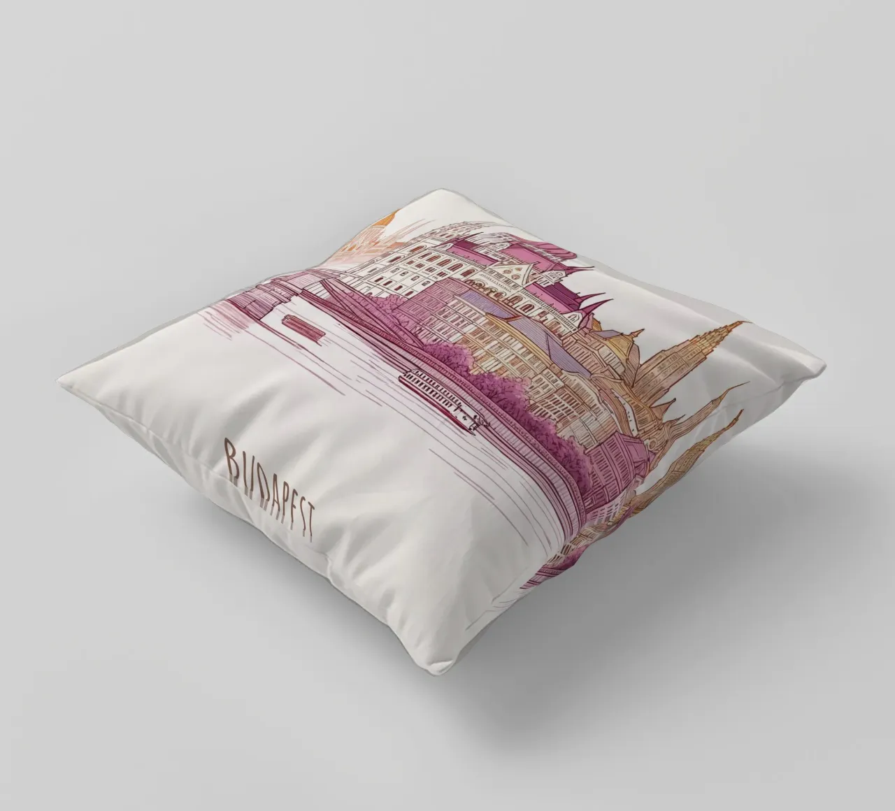 Budapest City minimalist modern landmarks art decorative cushion by WijdevenDesign