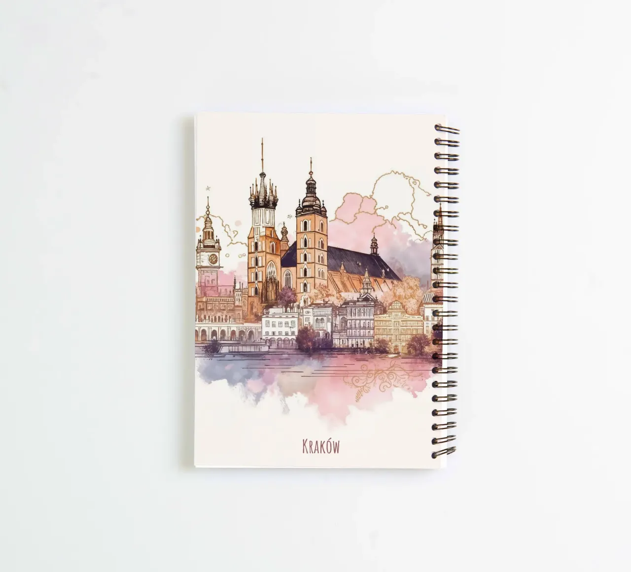 Krakow City minimalist modern landmarks art spiral notebook by WijdevenDesign