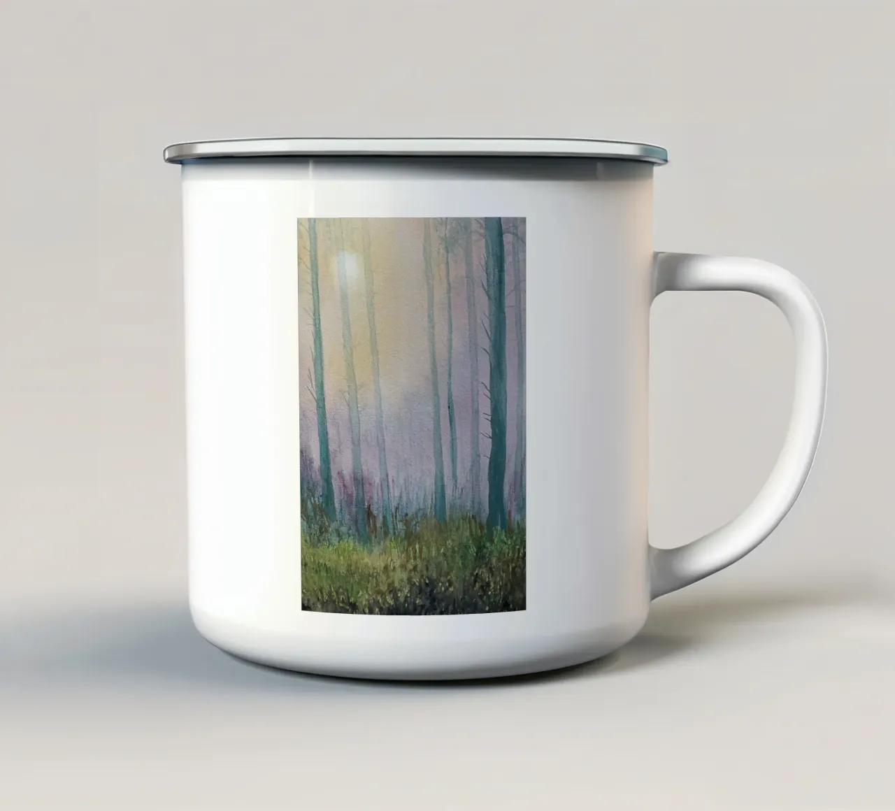 La foresta incantata tazza in smalto da Eva Nev Watercolor