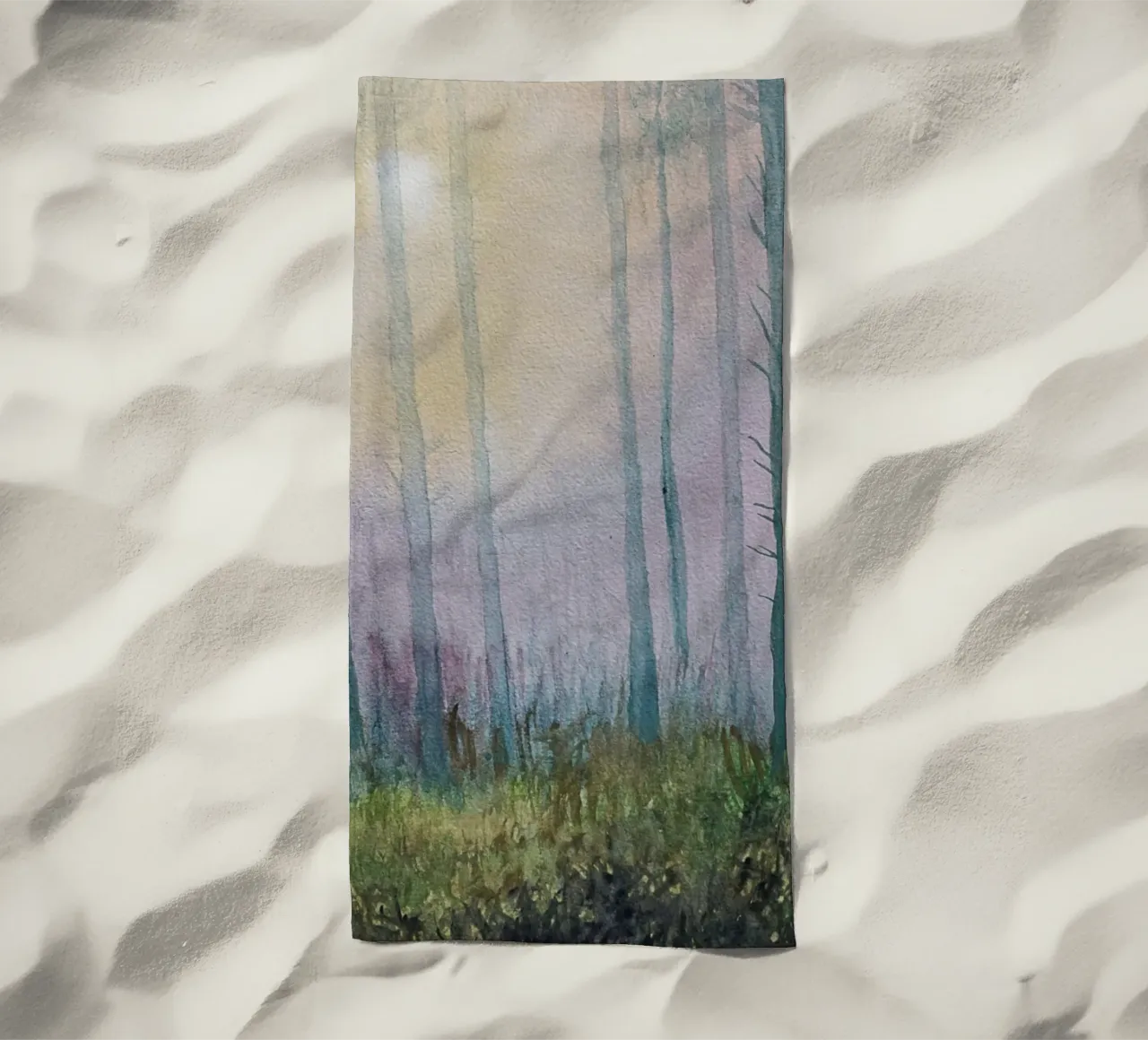 Der verzauberte Wald Strandtuch von Eva Nev Watercolor