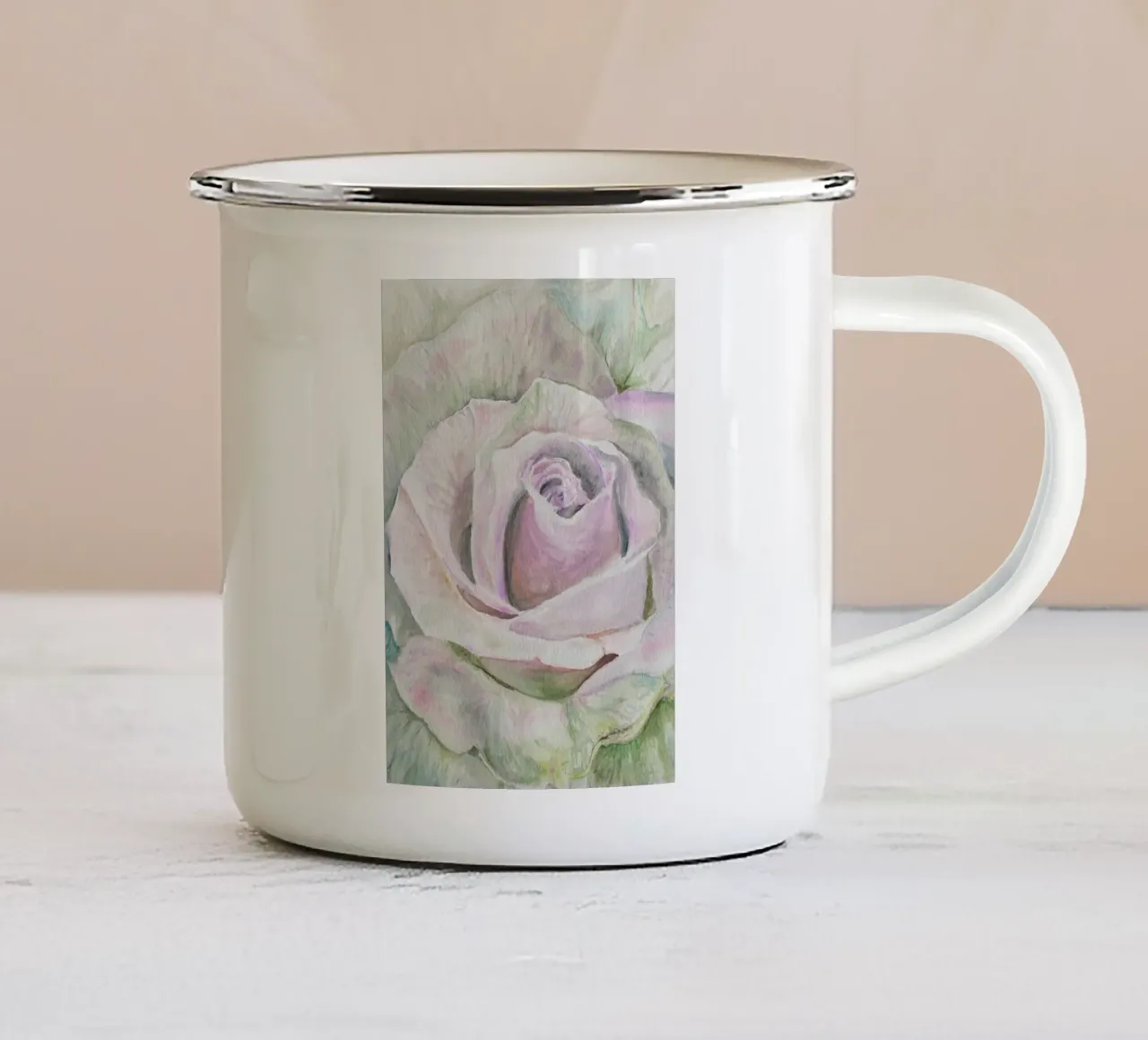 Rosa Alfa tazza in smalto da Eva Nev Watercolor