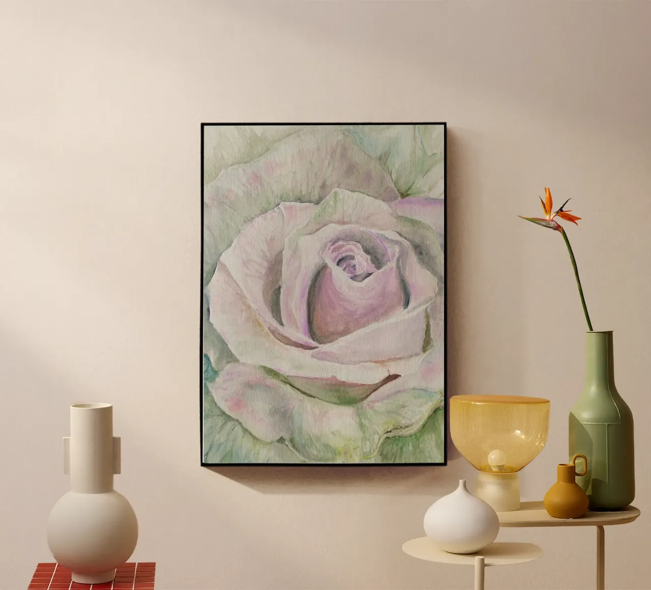 Rosa Alfa plexiglass da Eva Nev Watercolor