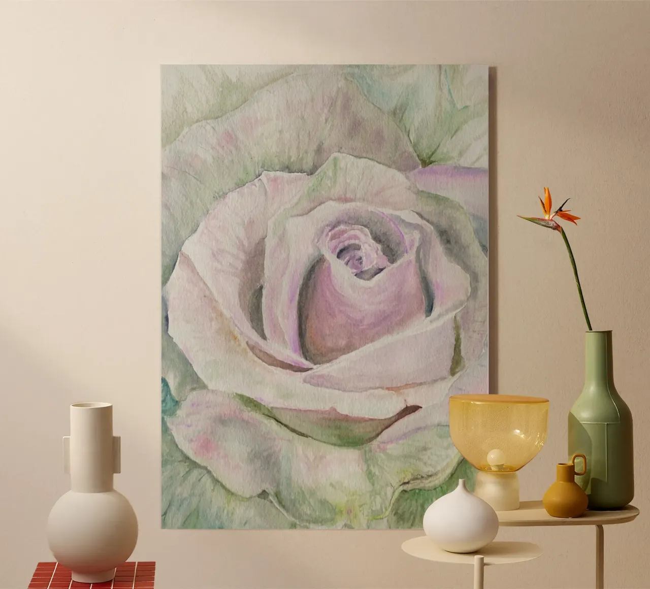 Rosa Alfa plexiglass da Eva Nev Watercolor