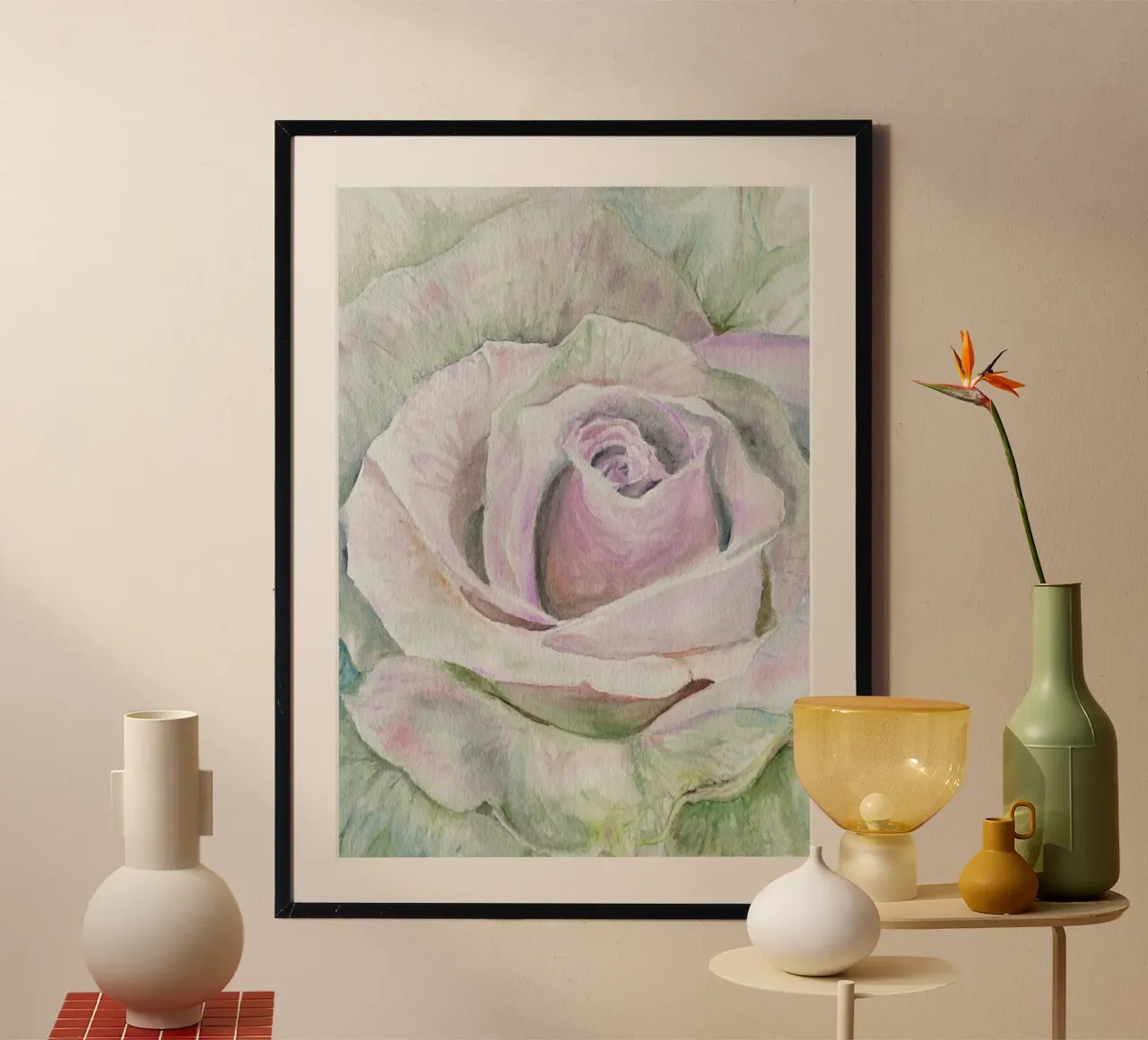 Rosa Alfa poster da Eva Nev Watercolor